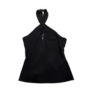 Bebe Black Halter Keyhole Sleeveless Stretch Knit Blouse Top Size M